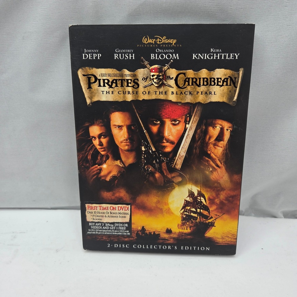 Pirates of the Caribbean Curse of the Black Pearl 2Disc DVD Collectors Slipcover